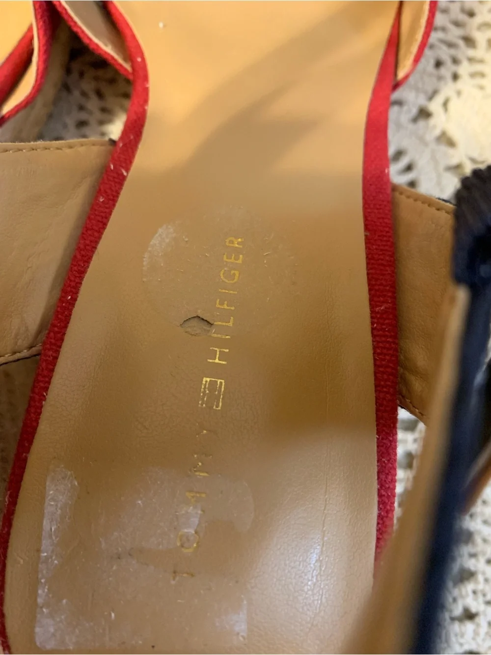 Tommy Hilfiger Red Canvas Nilsa Espadrille Wedge Sandals size 7 1/2